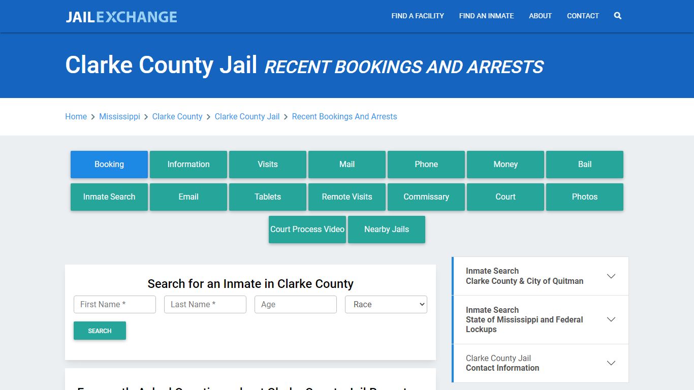 Clarke County Jail MS Recent Arrests and Bookings - Jail Exchange