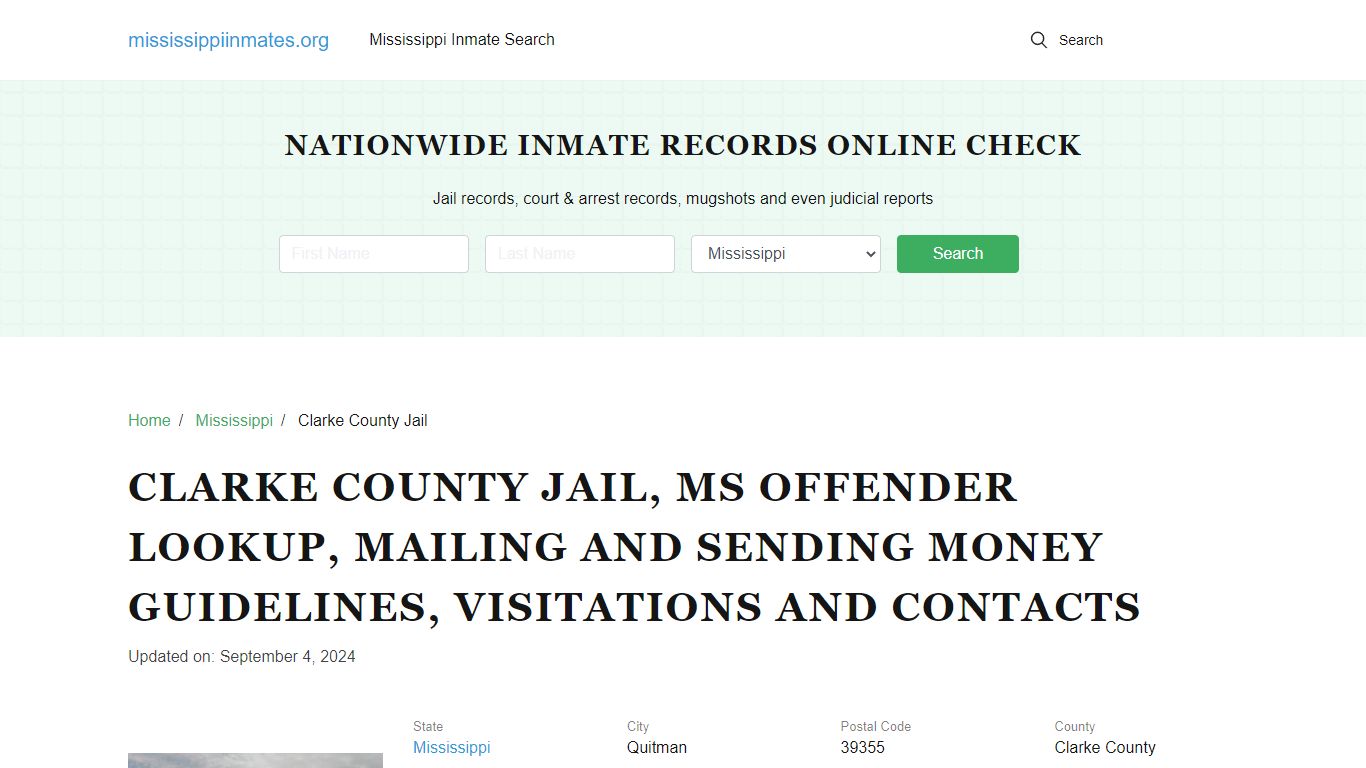 Clarke County Jail, MS: Inmate Search Options, Visitations, Contacts